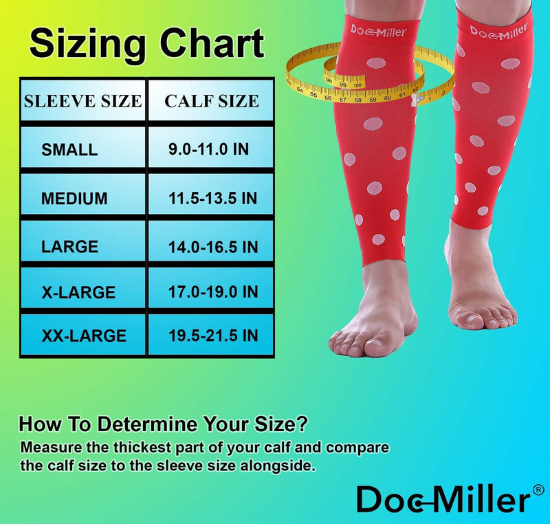 [Australia] - Doc Miller Calf Compression Sleeve Men Women, 20-30mmHg Medical Grade Leg Compression Sleeve for Shin Splints, Varicose Vein & Calf Muscles Recovery, 1 Pair Small Red White Polka Dots Red/White 