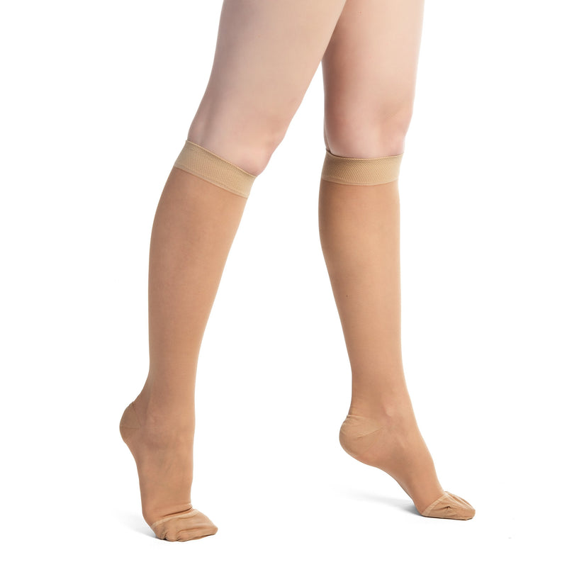 [Australia] - EvoNation Women's USA Made Sheer Graduated Compression Socks 15-20 mmHg Moderate Pressure Medical Quality Knee High Support Stockings Hose - Circulation Travel Nude X-Large (Pack of 1) 