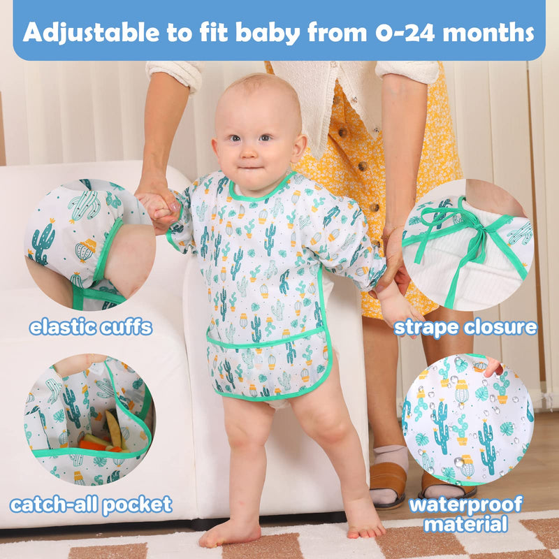[Australia] - Lictin Baby Bibs with Sleeves - 5 Pieces Unisex Feeding Bibs Anti-Dressing Bibs Baby Drool Bibs Painting Apron Bibs for Infant Toddler 0-2 Years 
