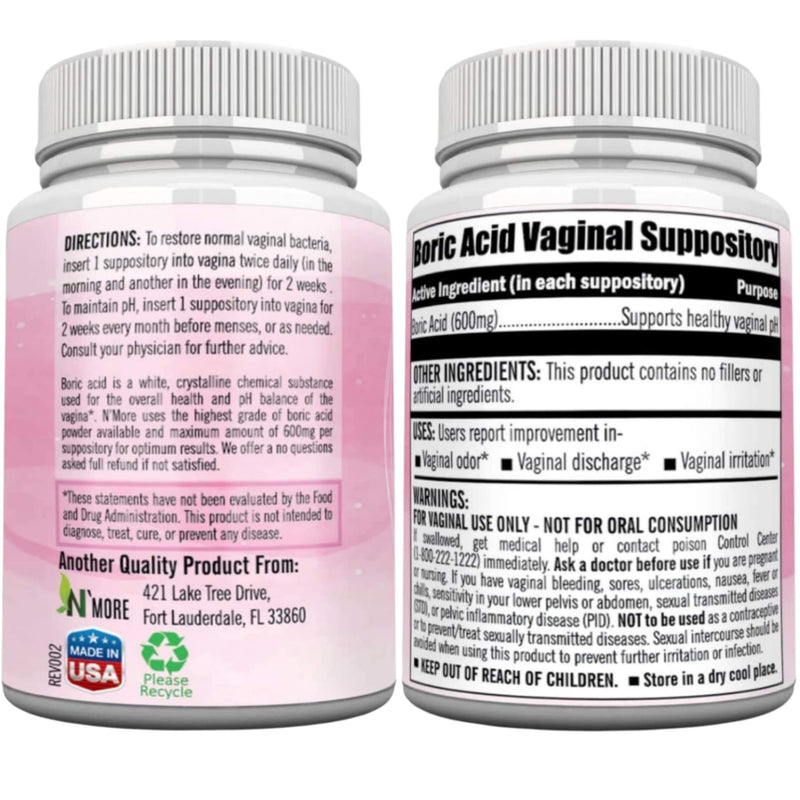 [Australia] - Boric Acid Vaginal Suppositories - 100% Pure Vegetable Capsules - Made in USA - Intimate Health Support (30 Count, 600mg) - Boricfem Helps Support/Maintain Vaginal Health - Easy to Insert 