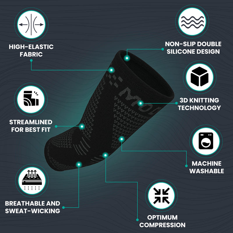 [Australia] - MODVEL [2 Pack] Elbow Brace - Compression Support Sleeve for Joint Pain Relief, Recovery, Tendonitis, Tennis & Golfer's Elbow - Workout & Weightlifting Arm Wrap - For Men & Women. (Black) Black Large 