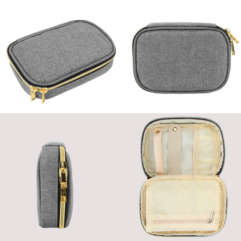 [Australia] - Teamoy Small Jewelry Travel Case, Portable Jewelry Organizer Bag for Earrings, Necklace, Rings and More, Small, Gray-(Bag Only) 