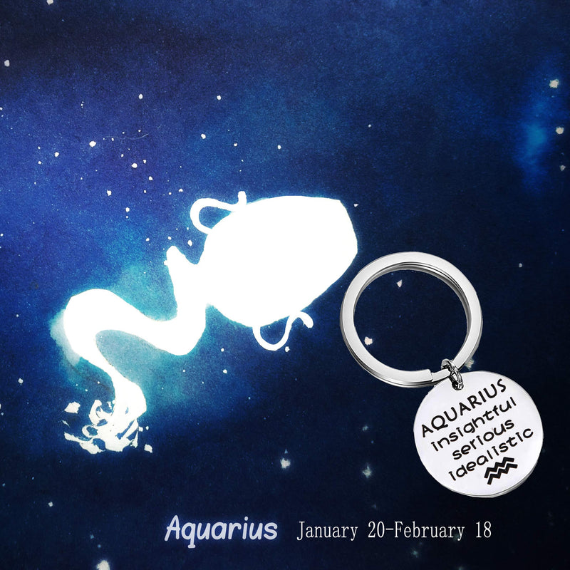 [Australia] - AKTAP Zodiac Key Chain Zodiac Constellation Sign Symbol Keychain Birthday Gift for Women Girls Aquarius 