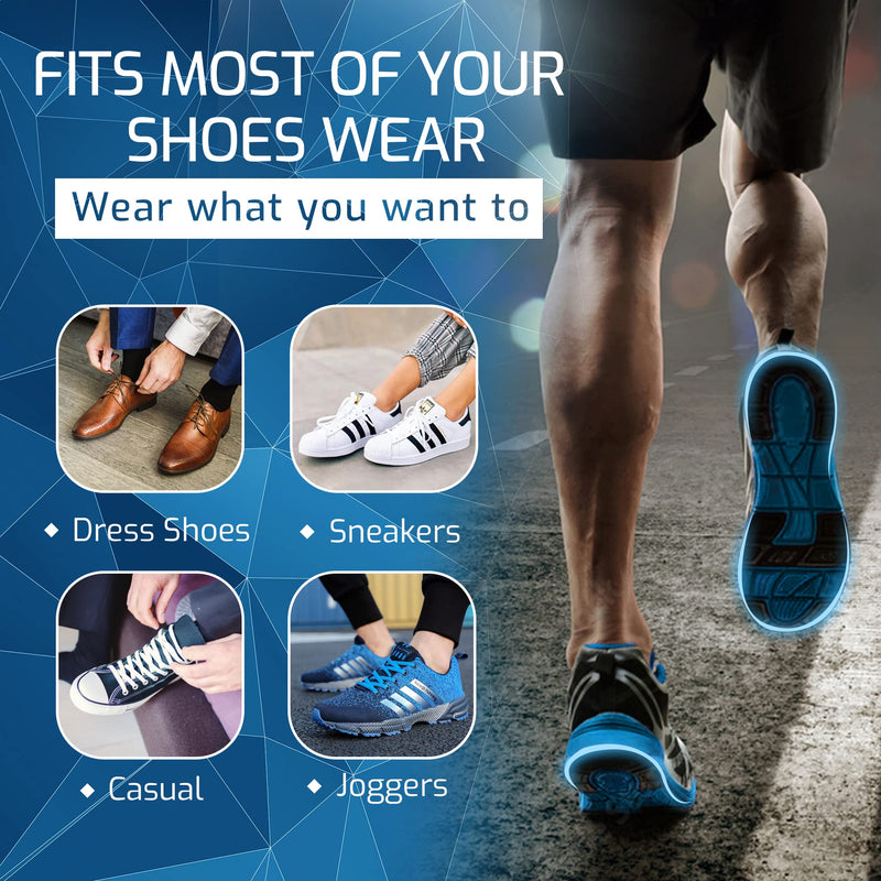 [Australia] - NASA Grade Plantar Fasciitis Insoles - Arch Support Insoles Men, Women Shoe Inserts - Absorb Shock & Relieve High Arch, Flat Feet Pain - Orthotics Inserts Boot Insoles for Work, Hiking (M, Blue) M (Men 9-10.5/Women 10-11.5) 