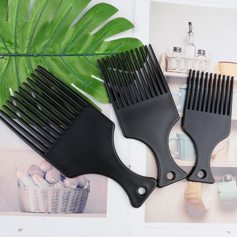 [Australia] - 3 Sizes Afro Combs Set, Black Plastic Afro Hair Comb Hair Pick Comb Wide Tooth Comb Hairdressing Styling Tool for Natural Curly Hair Style 
