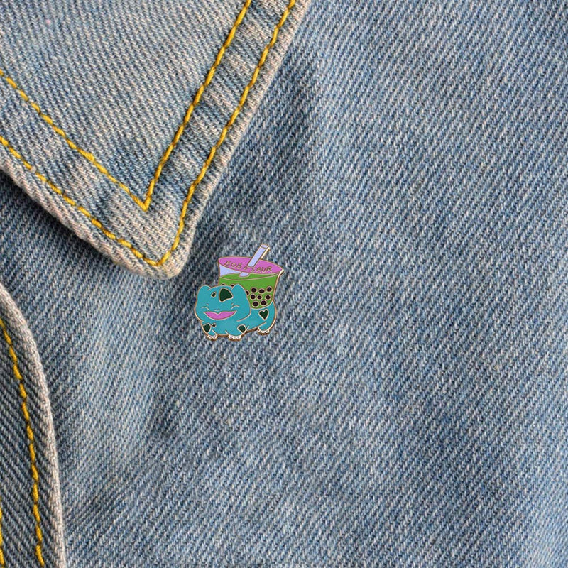 [Australia] - Mibonny Matcha Milk Tea Boba Saur Enamel Pins Backpacks Hat Jacket Badge Brooch Pins 