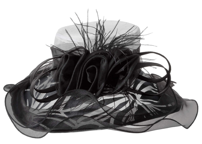 [Australia] - Fascinator for Women Organza Church Kentucky Derby Hat Bridal Tea Party Wedding Hats Black 