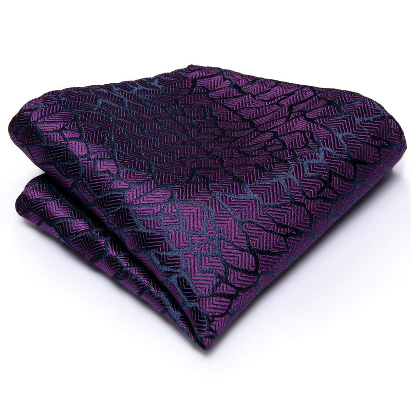 [Australia] - Hi-Tie Woven Silk Neckties for Men with Pocket Square and Cufflinks A Purple 