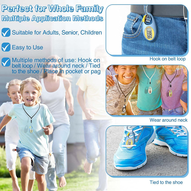 [Australia] - Simple 3D Step Counter, Walking Pedometer, Steps Tracker with Neck Lanyard / Carabiner for Men Women Teens Adults Seniors (Silver-White) Blue 