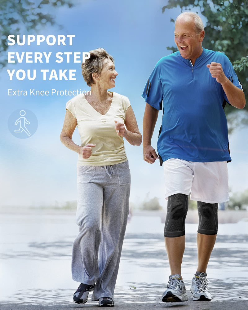 [Australia] - CAMBIVO 2 Pack Knee Brace, Knee Compression Sleeve Support for Men and Women, Knee Pads for Running, Hiking, Meniscus Tear, Arthritis, Joint Pain Relief Medium Coal 
