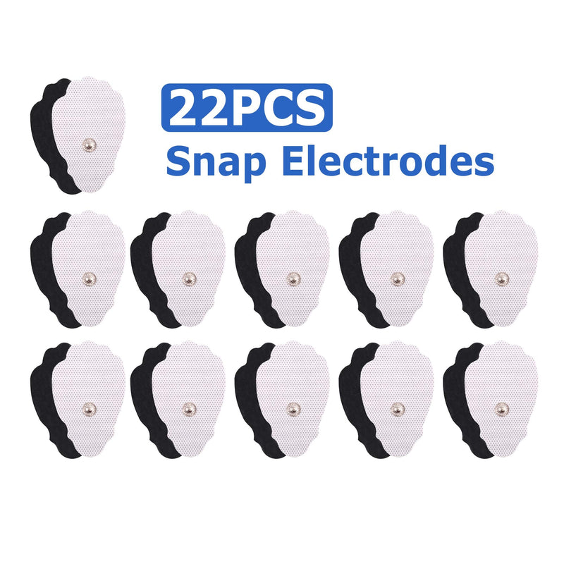 [Australia] - TENS Unit Pads, 22PCS Snap Electrodes，Reusable TENS Replacement Pads for Electrotherapy EMS Machine Muscle Stimulation Massager 