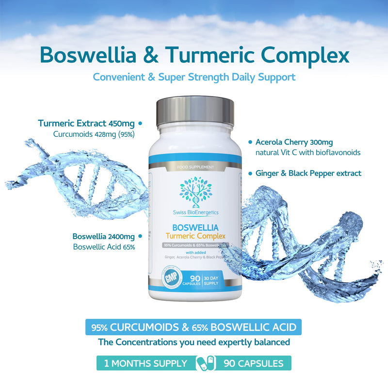 [Australia] - Boswellia & Turmeric Complex – 90 Capsules – containing Minimum 95% Curcumoids & 65% Boswellic Acid - with Added Ginger, Acerola Cherry and Black Pepper 