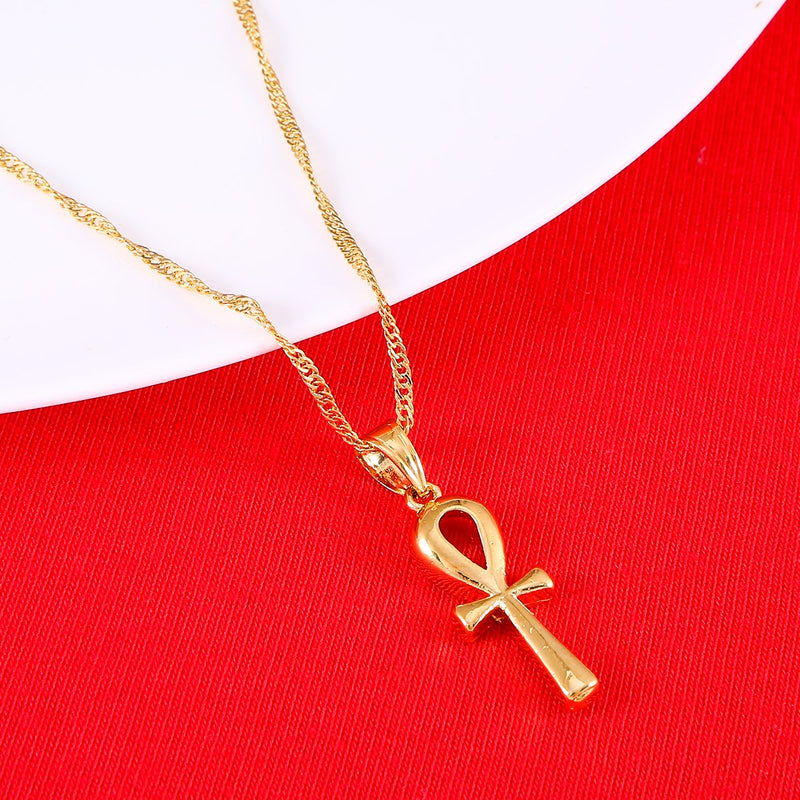 [Australia] - Egyptian Jewelry Men Women 18K Gold Plated Vintage The Key of The Nile Ankh Cross Pendant Necklace 