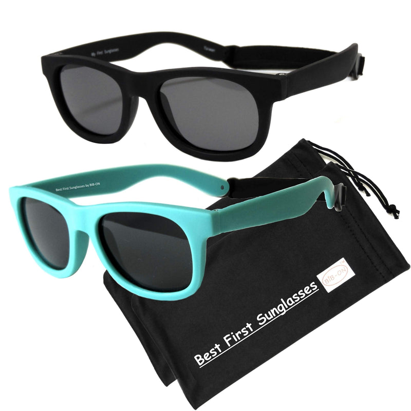 [Australia] - Vintage 2 Pack- Baby, Toddler's First Sunglasses for Ages 1-2 Years Black and Teal 