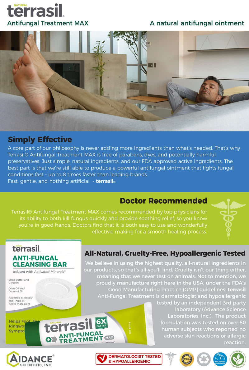 [Australia] - Terrasil Anti-fungal Treatment Max 14gm - 6X Faster Healing, Natural Soothing Clotrimazole OTC- Registered Ointment for Fungal Infections Jock Itch, Male Yeast 