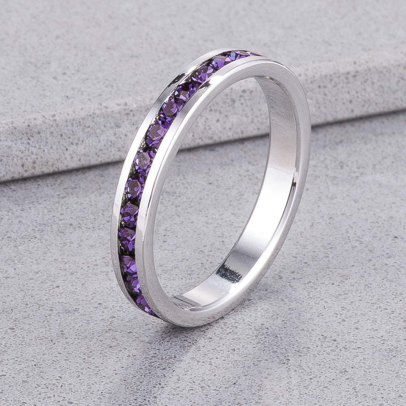 [Australia] - Kate Bissett Stylish Birthstone Stackables Swarovski Crystal Eternity Bands Amethyst -February 5 