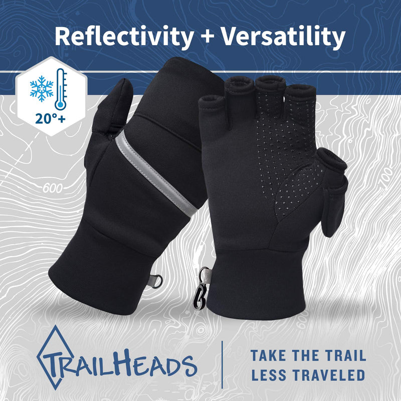 [Australia] - TrailHeads Power Stretch Convertible Mittens - Women’s Fingerless Gloves Small/Medium 