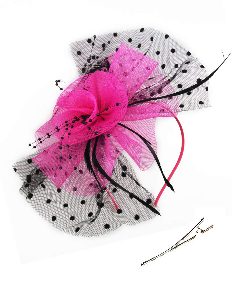[Australia] - KASTE Fascinators Hat for Derby Wedding Women Tea Party Headband Kentuck Cocktail Flower Mesh Feathers Hair Clip Red 1 