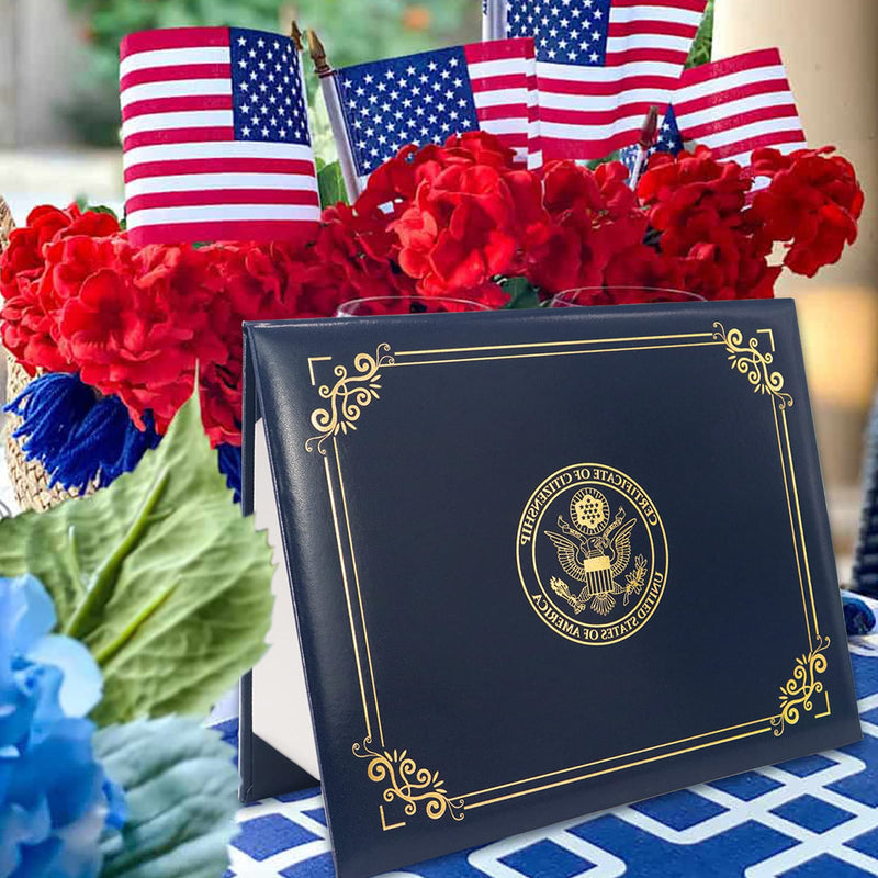 [Australia] - GraduatePro US Citizenship Certificate Holder 2022 Naturalization Padded Leatherette Cover with Golden Great Seal of The United States for American Gifts Faux Leather 