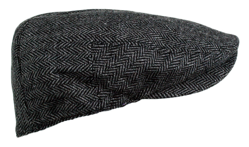 [Australia] - Wonderful Fashion Men's Classic Herringbone Tweed Wool Blend Newsboy Ivy Hat (Large/X-Large, Charcoal) Dark Grey Small-Medium 