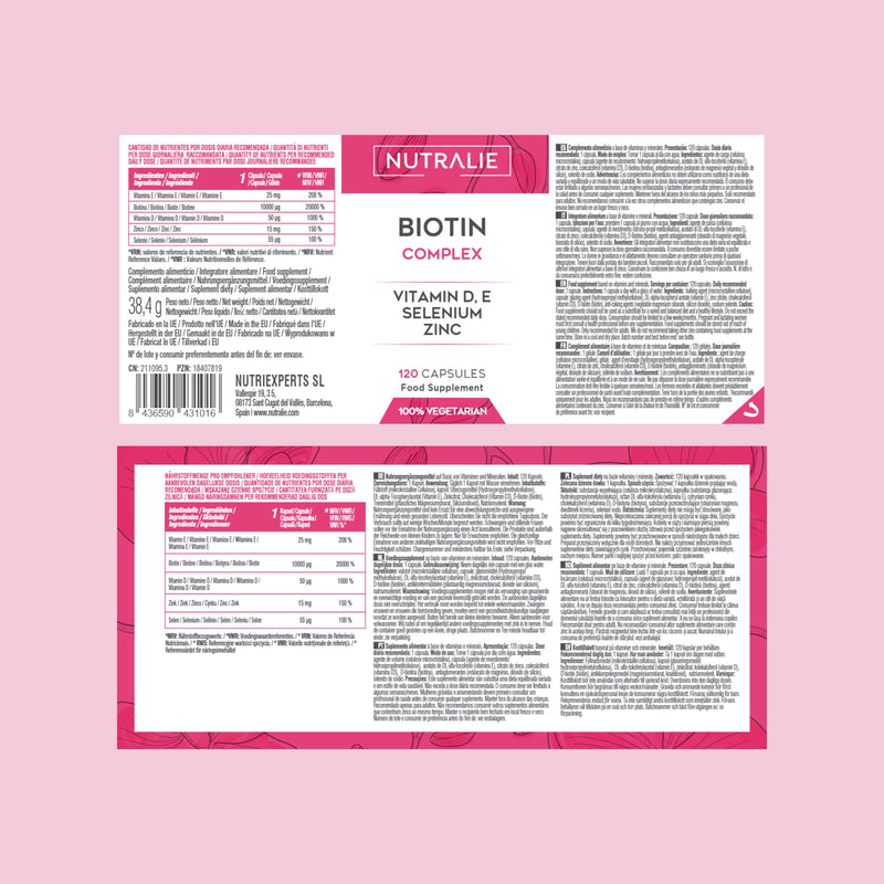 [Australia] - Biotin Hair Growth 10000 mcg - Hair Vitamins, Biotin Supplements D and E, Zinc, Selenium - Contributes to Hair Growth, Skin and Nail Care - 120 Capsules - Nutralie 