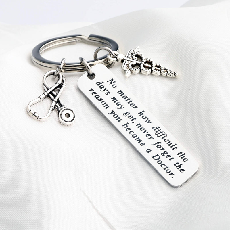 [Australia] - Doctor Gift Doctor Keychain Caduceus Charm Medical Doctor Jewelry Gifts for Graduation Birthday Christmas silver 