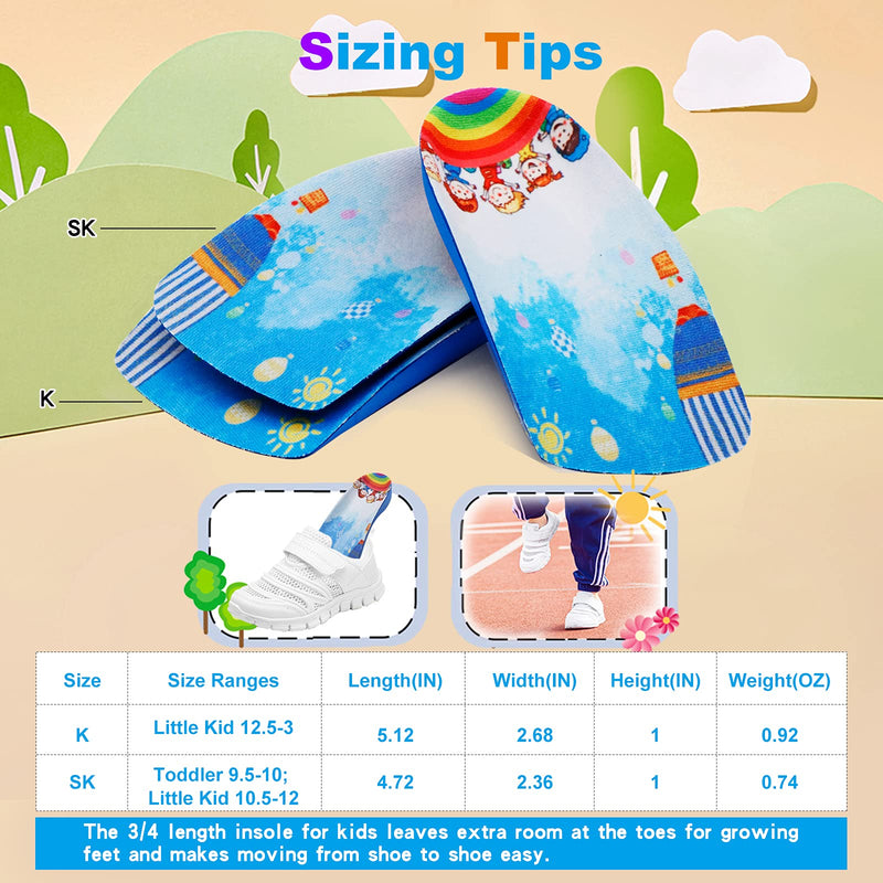 [Australia] - Arch Support Insole for Kids Shoes, Size K Orthotic Shoes Inserts for Kids, 3/4 Length Inserts for Children’s Heel Pain, Flat Feet, Plantar Fasciitis, Pronation Size K for ages 6 to 10 