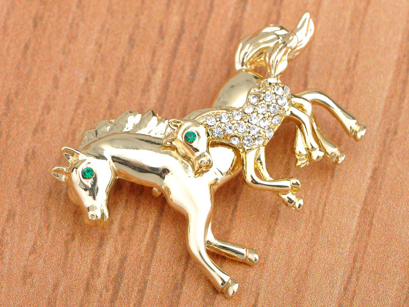 [Australia] - Alilang Golden Tone Clear Rhinestones Cutout Fairytale Stallion Horse 