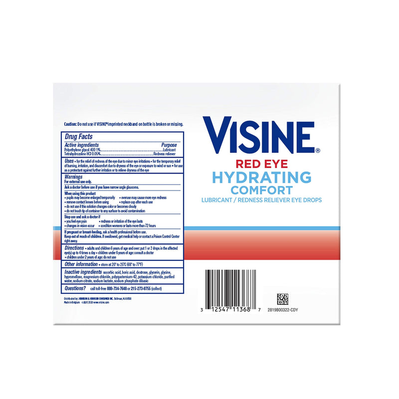 [Australia] - Visine Red Eye Hydrating Comfort Redness Relief and Lubricant Eye Drops to Relieve Red Eyes Due to Minor Eye Irritations Fast and Help Moisturize Dry Eyes, On-The-Go Packs, 12 x 0.28 fl. oz Red Eye Hydrating Comfort, On-the-Go 