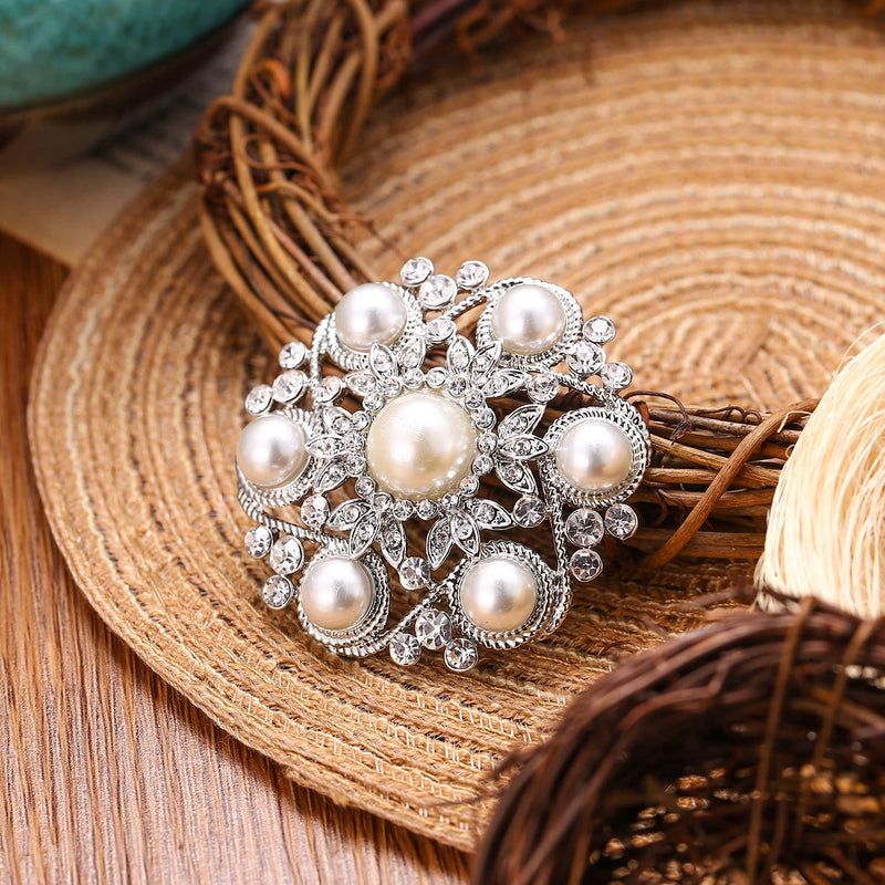 [Australia] - EVER FAITH Wedding Corsage Clear Rhinestone Crystal Simulated Pearl Leaf Flower Wedding Brooch Gold-Tone 