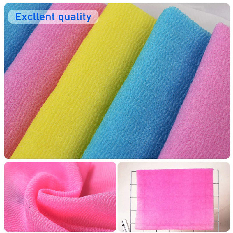 [Australia] - Exfoliating Washcloth Towel Microabrasion Washcloth Nylon Japanese Bath Towel Wash Cloth Korean Exfoliating Towel For Body Beauty Washcloth Loofah Exfoliating Body Scrub Back Scrubber 3 Pack By ARCH&M Red Yellow Blue 