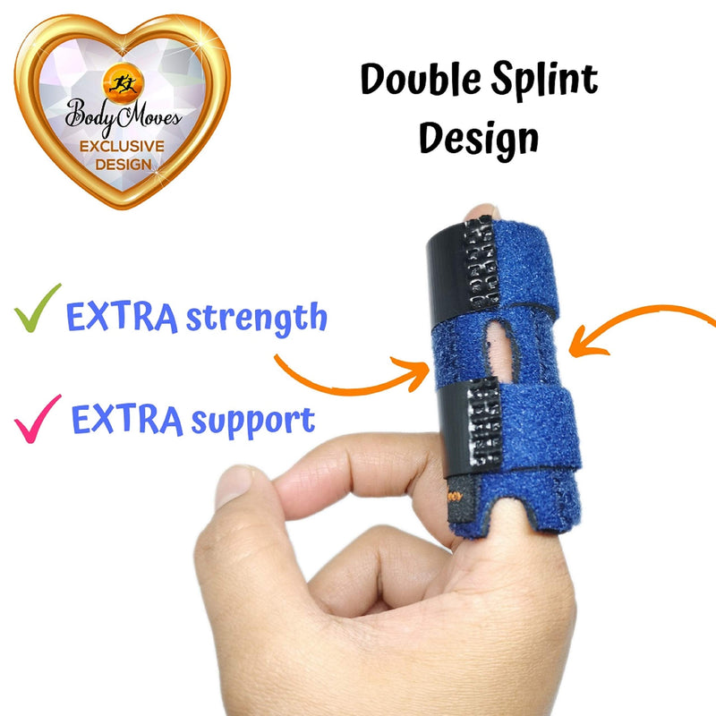 [Australia] - BodyMoves 2 Double Sided Solid Support Finger Splints Plus 2 Sleeves 2020 Edition(Aqua Blue) Aqua Blue 