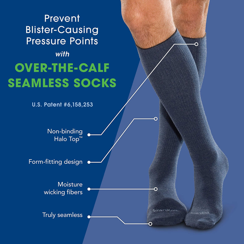[Australia] - SmartKnit Seamless Over-The-Calf Socks 3-Pack for Diabetes, Arthritis or Sensitive Feet (Black, White, Navy - Medium) 