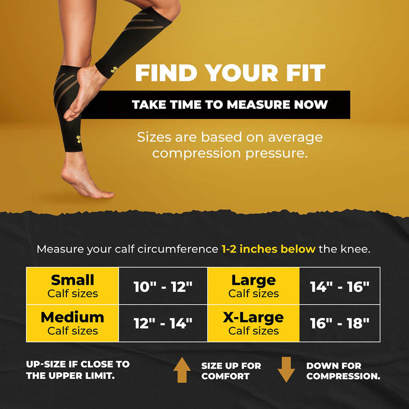 [Australia] - Calf Compression Sleeves for Men & Women - Leg Sleeve and Shin Splints Support - Ideal for Leg Cramp Relief, Varicose Veins, Running - 20-30mmHg Copper-Infused Nylon by CopperJoint - X-Large 