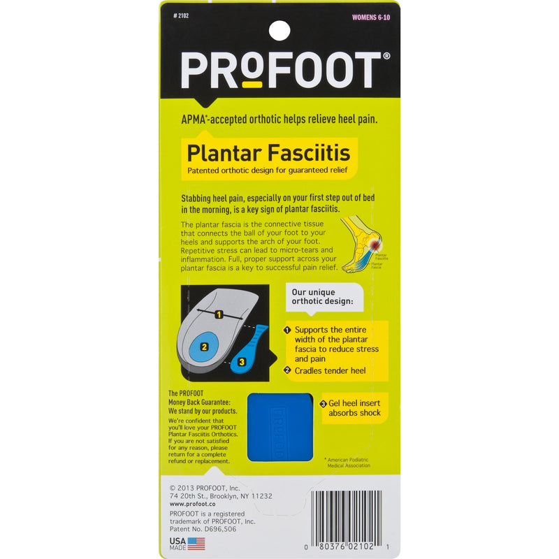 [Australia] - ProFoot Orthotic Insoles For Plantar Fasciitis & Heel Pain, Women's 6-10, 1 Pair 1 Pair (Pack of 2) 