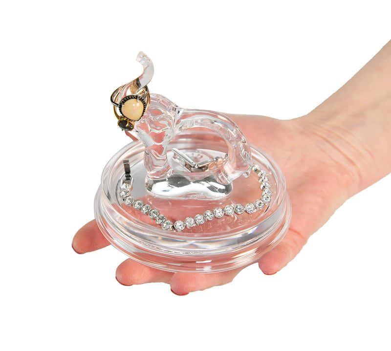 [Australia] - ARAD Elephant Acrylic Ring Holder Dish, Cute Bedroom Jewelry Tray, Fun Trinket Platter 