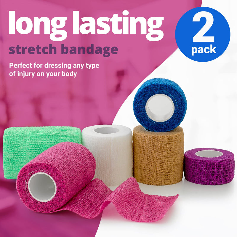 [Australia] - Self Adherent Cohesive Tape Rolls - Pack of 12-1" 2" 3"x5 Yards Combo Pack, Self Adhesive Bandage Rolls & Sports Athletic Wrap for Ankle, Wrist, Sprains and Swelling, Vet Wraps (Bright Neon Colors) 