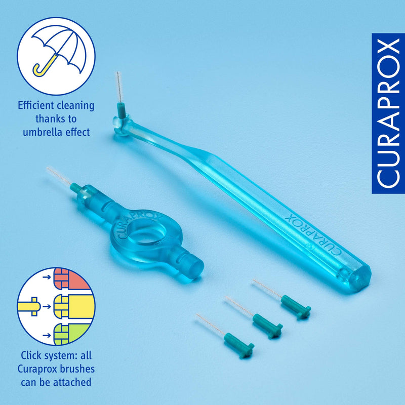 [Australia] - Curaprox CPS 06 Prime Start Interdental Brush Kit, Turquoise - 5 x 0.6mm - 2.2mm Interdental Brushes + 2 Interdental Toothbrush Holders 