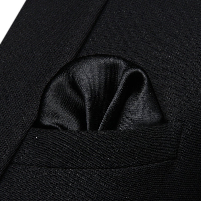 [Australia] - HISDERN men's formal Cummerbund with bow tie and pocket square adjustable suit wedding party suit Black One Size 