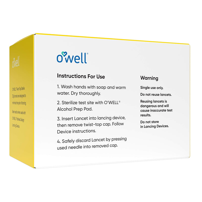 [Australia] - O’Well Twist Top Lancets 33 Gauge, 100 Count | Ultra Thin Needle Lancets for Blood Glucose & Keto Testing | Box of 100 Sterile Lancets 100 Count (Pack of 1) 