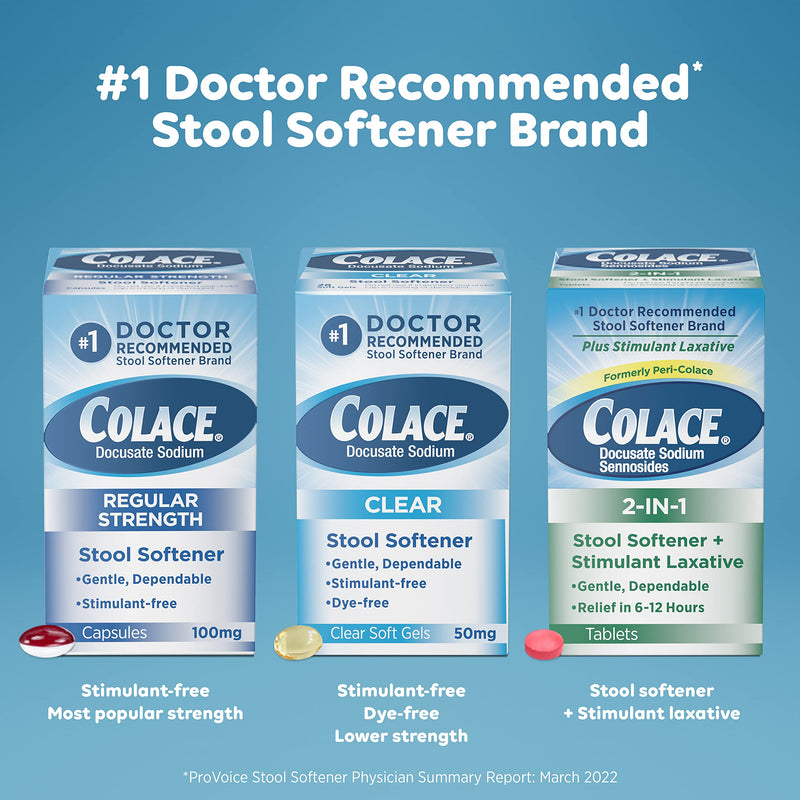 [Australia] - Colace Stool Softener Docusate Sodium caps, 60 Count 60 Count (Pack of 1) 