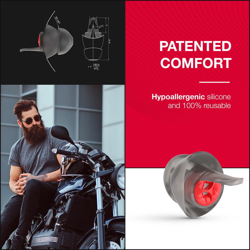 [Australia] - EARPEACE PRO Moto Hearing Protection Earplugs – Reusable High Fidelity Earplugs for Motorcycle Riding, Motorsports, Commuting and Racing – Patented Noise Canceling Up to 24dB, Silver Case Moto - PRO 