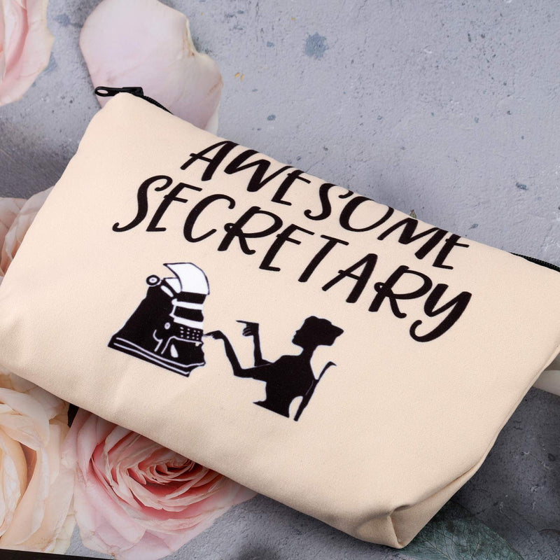 [Australia] - G2TUP Best Appreciation Idea for Coworkers Awesome Secretary Office Job Employee Makeup Bag Administrative Assistant School Secretary Gift (Awesome Secretary) 