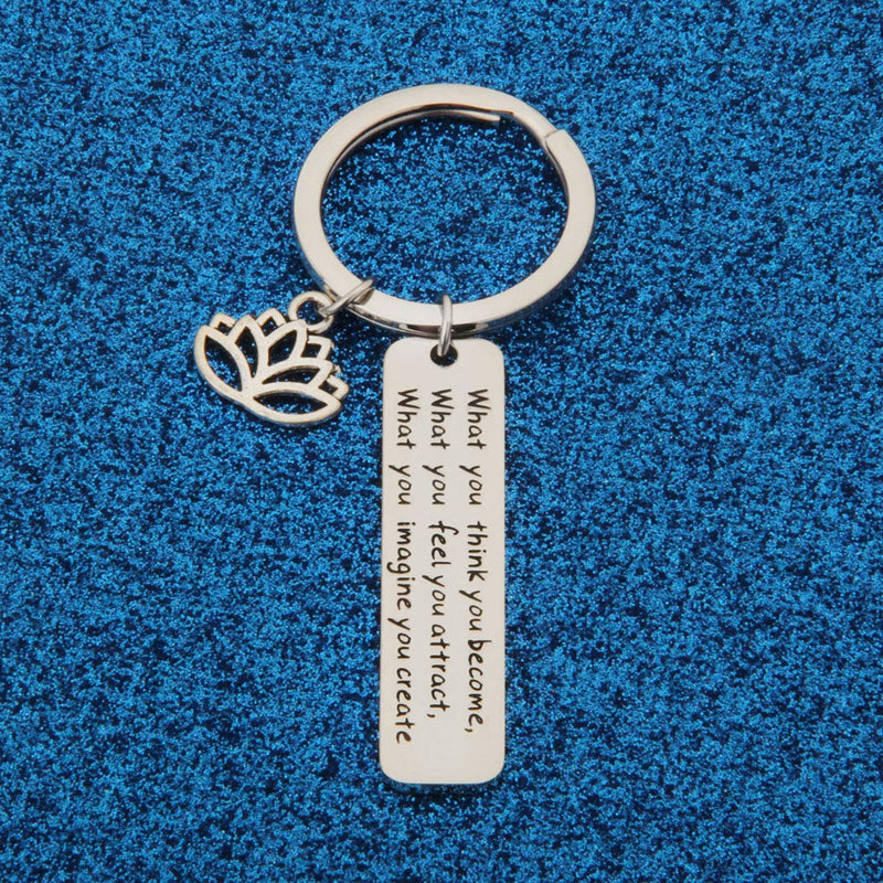 [Australia] - WUSUANED Buddhist Inspirational Quote Keychain What You Think You Become Buddha Jewelry Inspirational Gift 