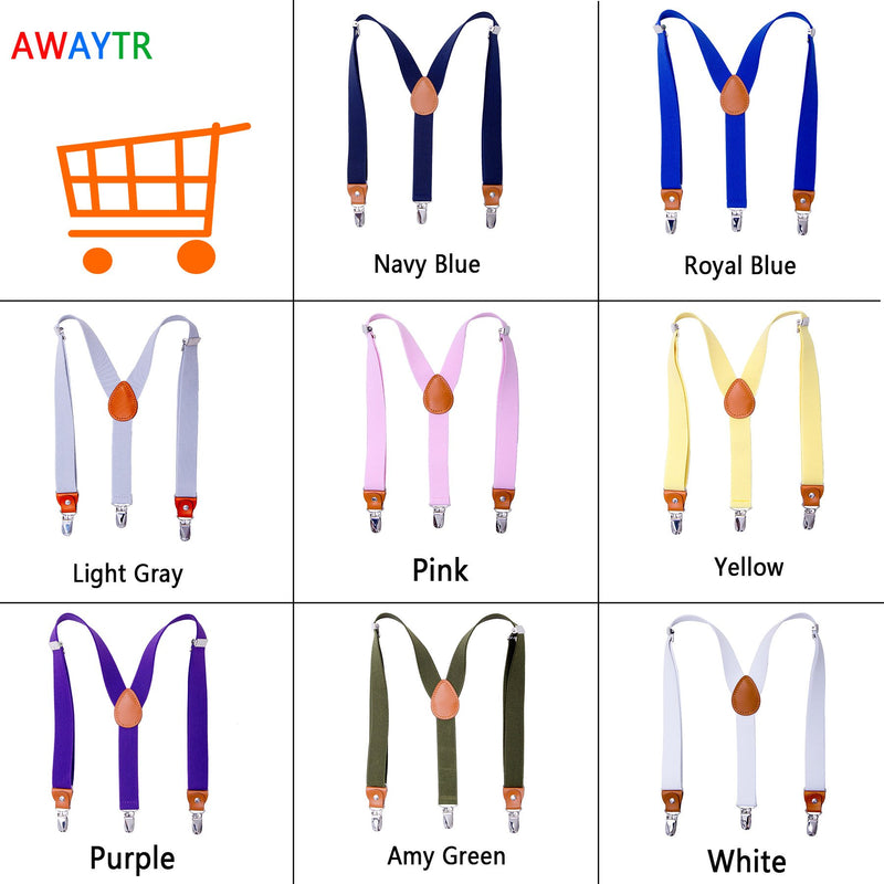 [Australia] - AWAYTR Kids Boys Adults Suspenders - 4 Sizes Sturdy Metal Clips Elastic Adjustable Suspender Black 24 inches (7 Months-3 Years) 