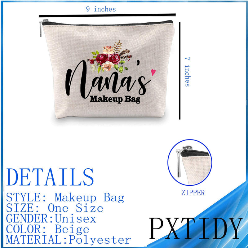 [Australia] - PXTIDY Nana's Makeup Bag Nana Gifts New Grandma Gifts Nana Makeup Zipper Pouch Bag Grandma Gifts from Granddaughter (beige) beige 