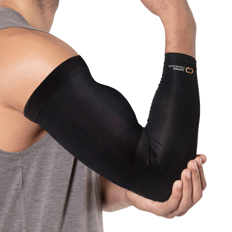 [Australia] - Copper Compression Arm Brace - Copper Infused Sleeve for Arms, Forearm, Bicep. Tennis Elbow, Basketball, Golf, Arthritis, Tendonitis, Bursitis, Osteoporosis, Rehab, Post Surgery, Physical Therapy. (M) Medium (Pack of 1) 