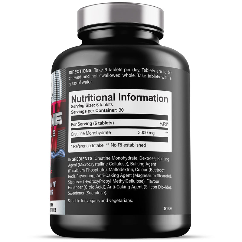 [Australia] - Chewable Creatine Tablets (Berry Flavour) - 3000mg Chewable Creatine Monohydrate Tablets - Creatine Chews - 180 Tablets Chewable Tablets (Berry Flavour) 180 Count (Pack of 1) 