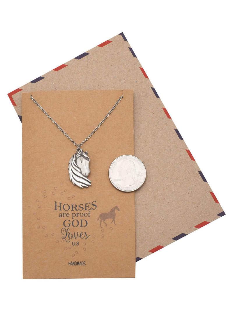 [Australia] - Quan Jewelry Horse Necklace, Gifts for Equestrian Friends, New Beginnings Reminder Charm, Fashion Jewelry, Gifts for Horse Racing Lover, Animal Pendant, Handmade with Quote Card 