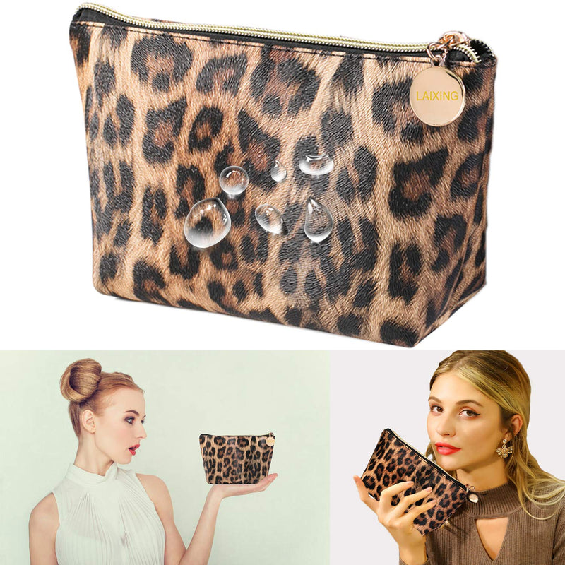 [Australia] - Makeup Bag Travel Cosmetic Bag for Purse Small Bag Leopard Cute Pouch Gift for Women and Girls Leopard print 